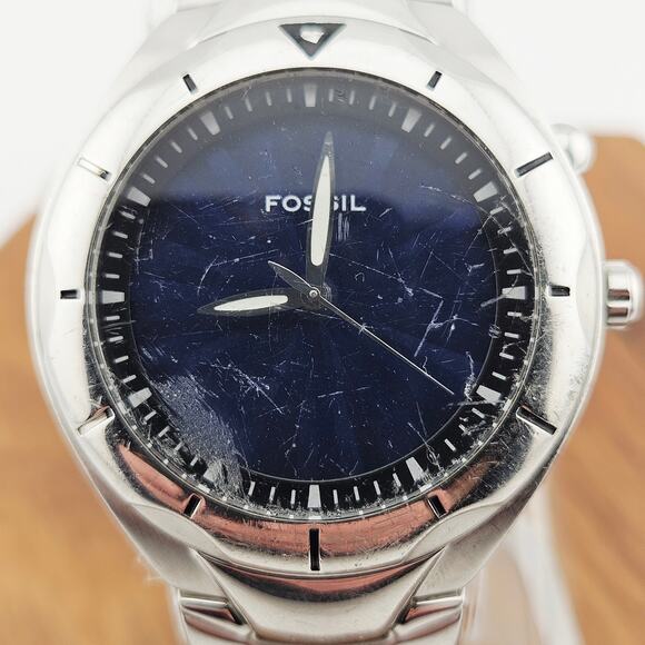 Fossil Big Tic Men's Silver Tone Blue Facce Watch - Picture 2 of 7